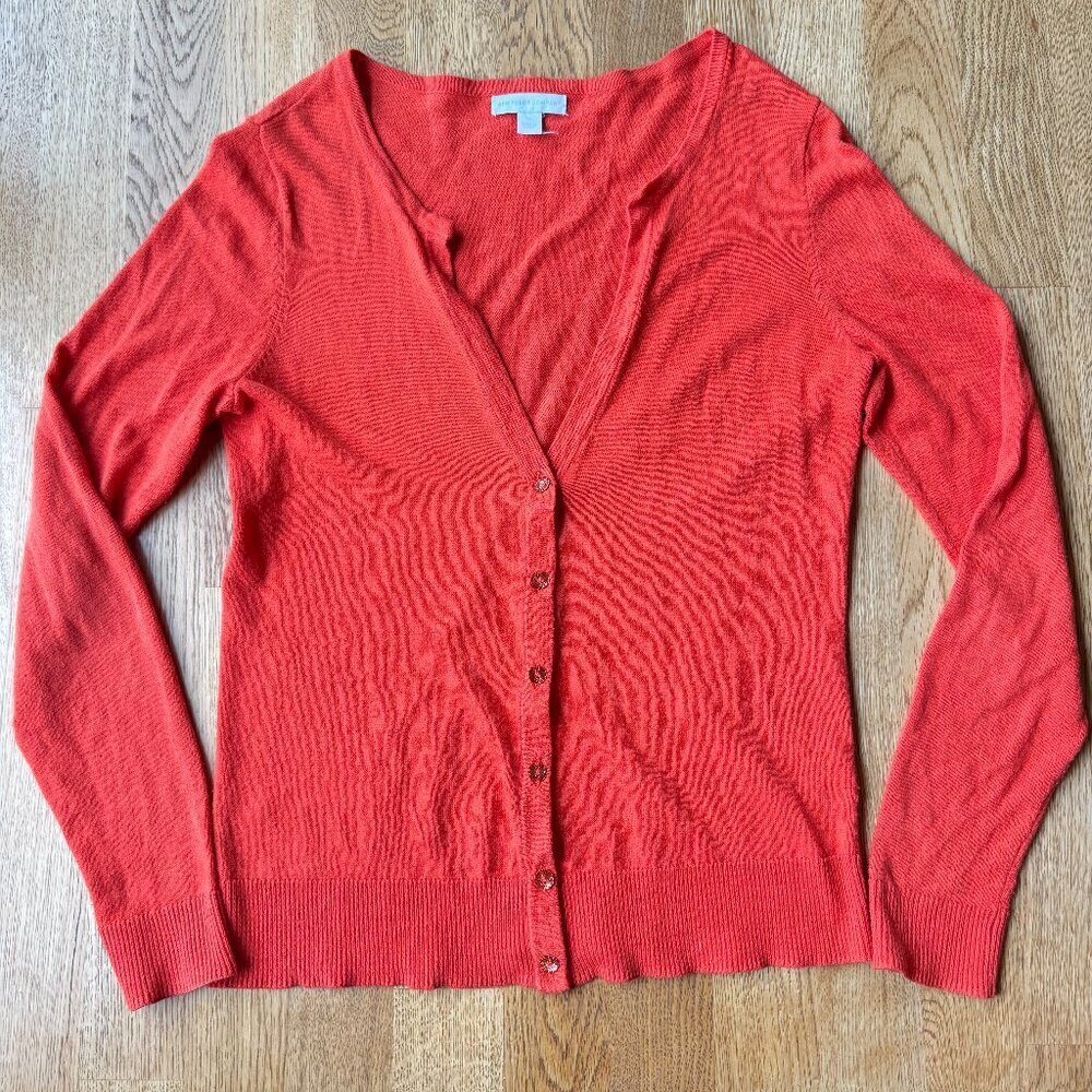 New York & Company Orange Rhinestone Cardigan Sweater Size XS